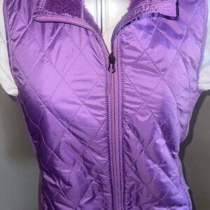 LL BEAN FLEECE LINED PUFF VEST - TRUE VIOLET GORGEOUS COLOR